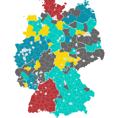 Eine Übersichtkarte, die die Wahltermine der Landkreis in Deutschland visualisiert